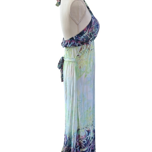 Paradis Miss Green and Blue Halter Sundress Maxi - Picture 3 of 4